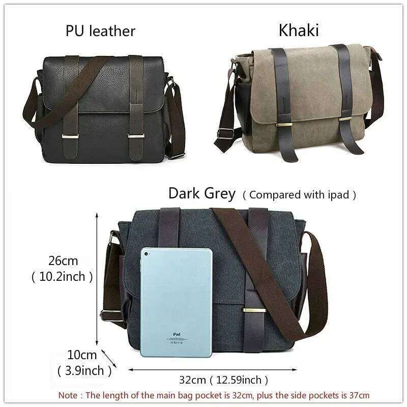 OLOEY Fashion Casual Canvas Messenger Men Crossbody Bags High Quality Computer Document Travel Shoulder Bag Satchels Male