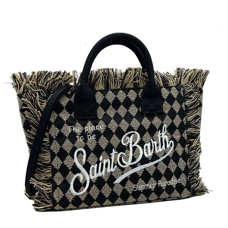 Saint Barth Small Women's Tote Bag Large Capacity Vacation Style Beach Fashion Tassel Handheld Bespoke Canvas Storage Bags