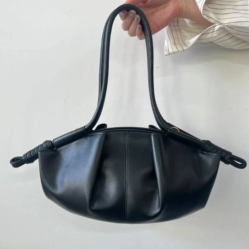 Cloud Dumpling Lady Handbag New Drawstring Design Pleated Adjustable Strap Crossbody Shiny Texture Korea Shoulder Bag