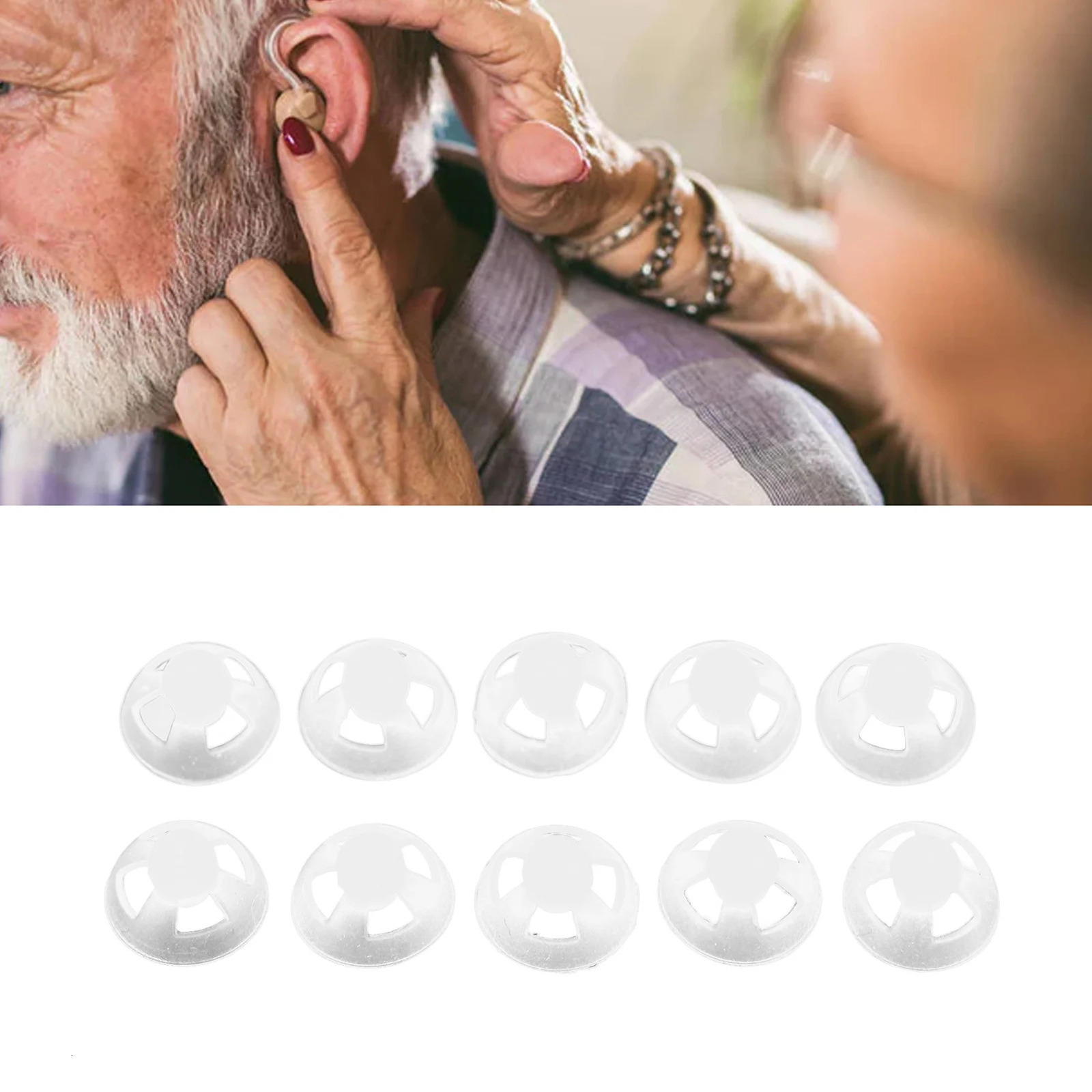 10pcs Hearing Aid Domes Silicone Material Detachable Hearing Aid Ear Tips Breathable Static for Household for Hearing Aid 250726