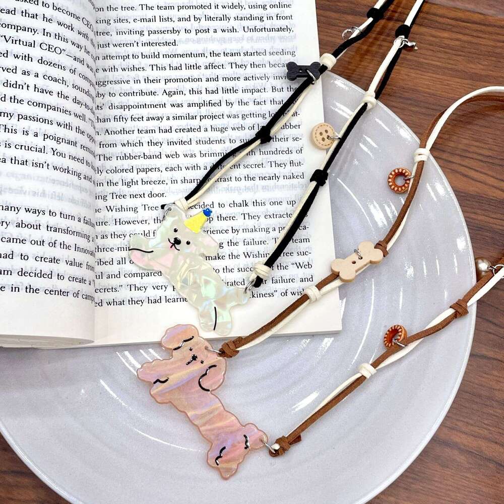 New Long Strip Puppy Braided Necklace for Women, Hot Girl Sweet Cool Cartoon Design, American Style Cute Niche Playful Dopamine e10