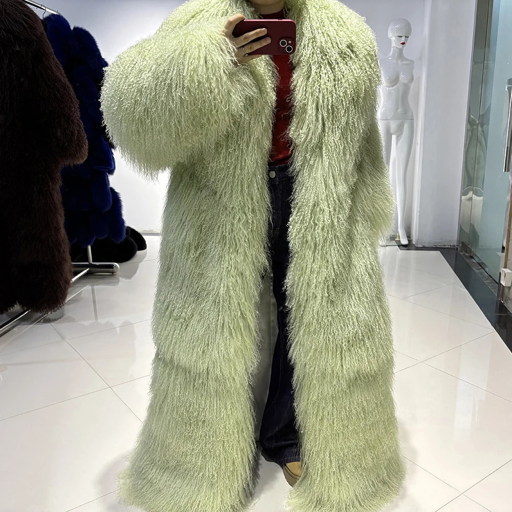 YOLOAgain Long Mongolian Sheep Fur Coat Women Fur Jacket Winter Outerwear Warm 250723