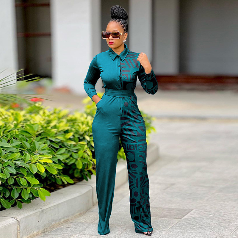 NF129 Autumn and Winter Womens Solid Color Patchwork Pocket Fashion Casual Jumpsuit