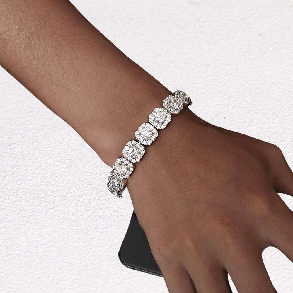 Reverse Love Pool CP Same Style Copper Zircon 10mm Sugar Cube Creative Design Hip-Hop Personality Rock Candy Bracelet