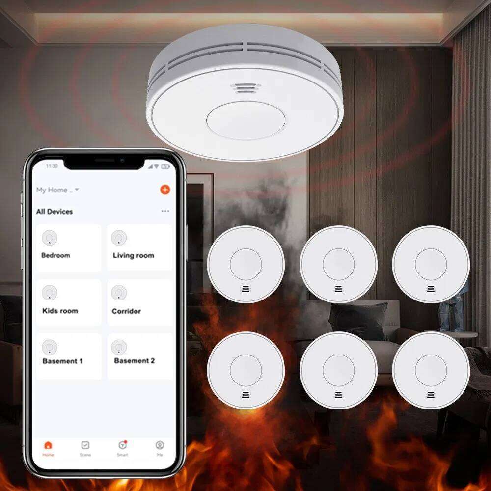 Wi-Fi Smoke Alarm Detector Sealed 10-Year Li-Battery, WiFi Alarm with Tuya APP Control, CE En 14604, V-Come VS01W