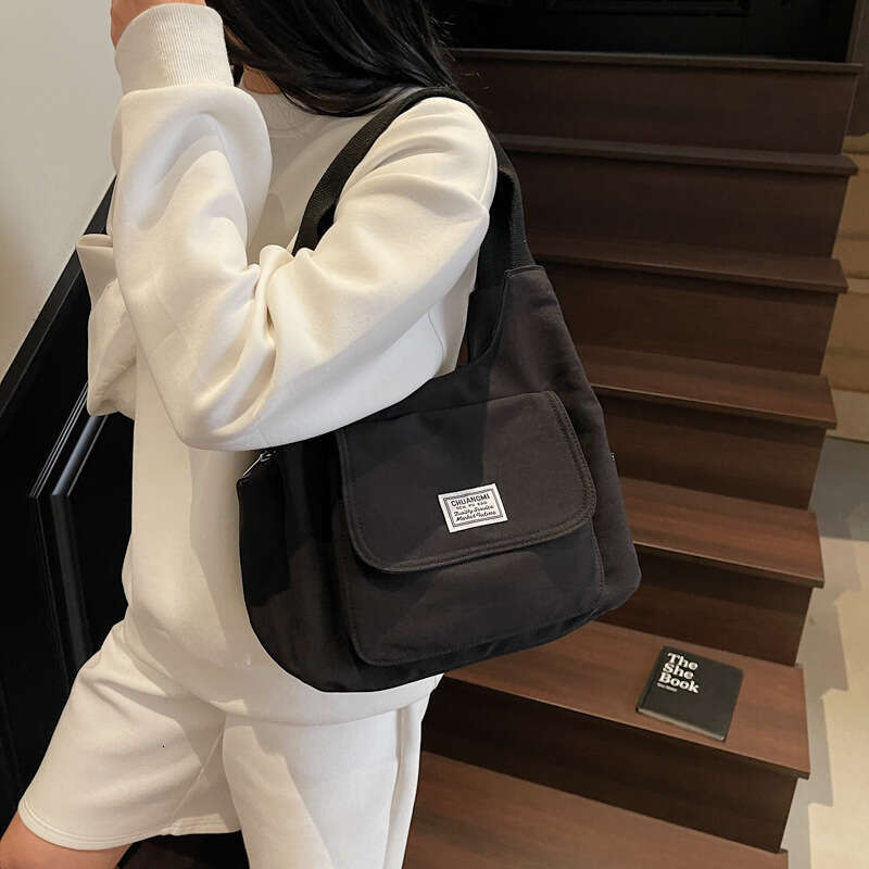 Commuting Ins Niche Design Handheld Canvas Simple Solid Color Casual Versatile Tote Bag for Women