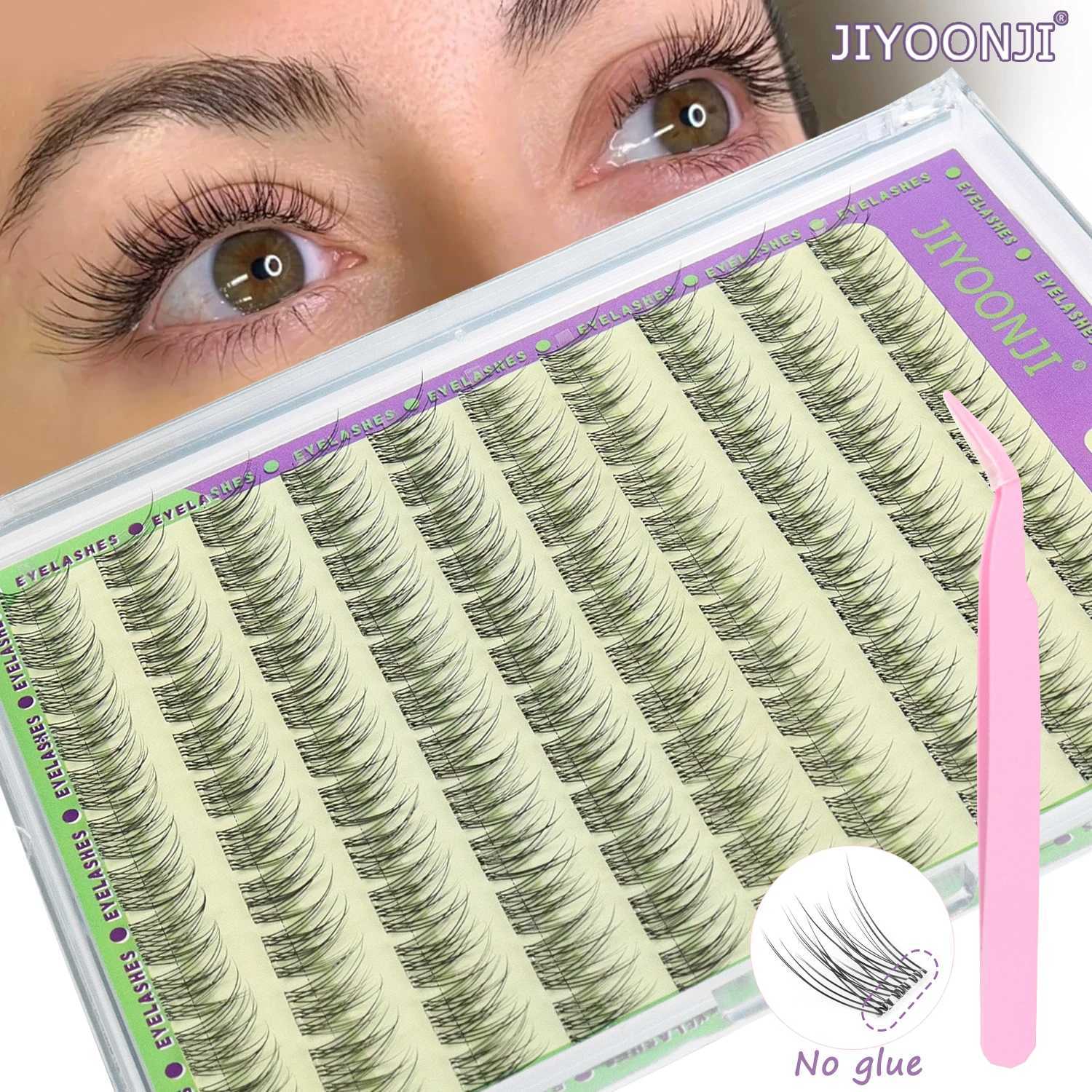 120PCS Natural Self Adhesive Eyelashes Clusters Reusable Wispy Cluster Eyelashes Extension No Glue Needed With Tweezers 11/12MM Z250730
