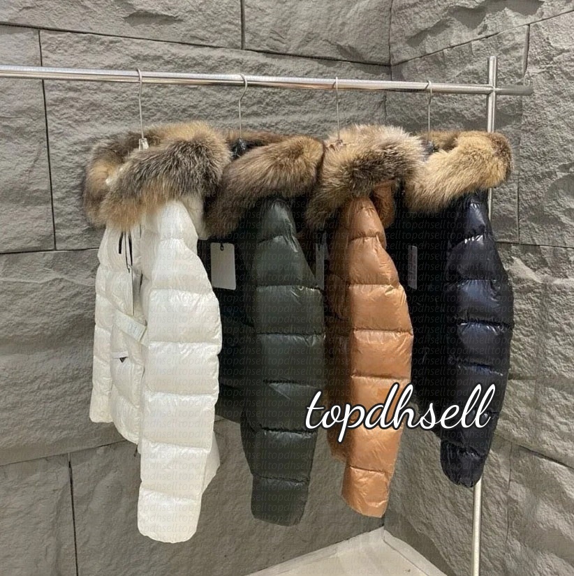 Designer luxury winter Womens down jackets Boed fur coats real Wild fox fur collar warm fashion parkas matched belt lady cotton coats outerwear Retract your waist