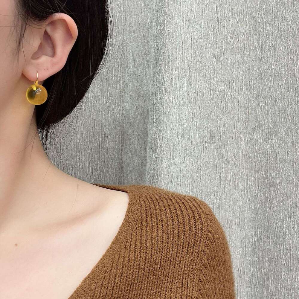 TikTok Same Style Lantern-Shaped for Lantern Festival, Gold Round Earrings, Fashionable and Unique 2025 Spring New Earrings 60b