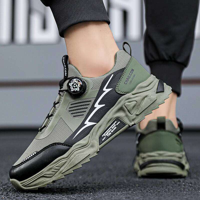 Men's Korean breathable casual sports four season new soft soled Rotating shoelaces outdoor running shoes student sneakers