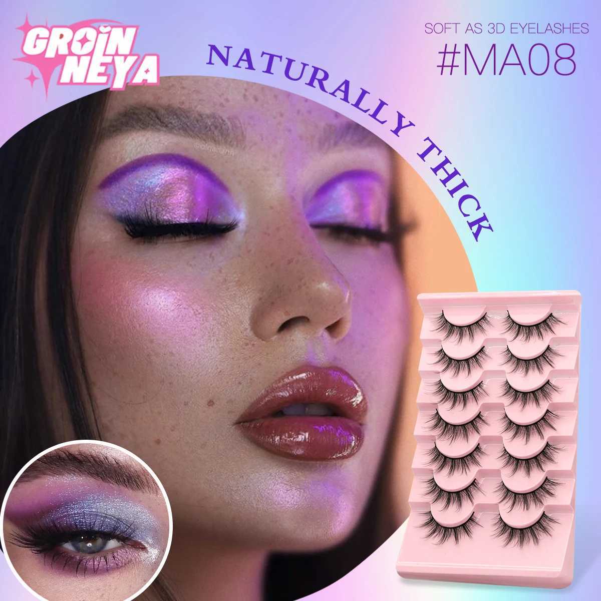5/7 pairs Eyelashes 3D Natural False Lashes Fluffy Soft Cross Manga Lashes Wispy Natural Eyelash Extensions Makeup Z250730