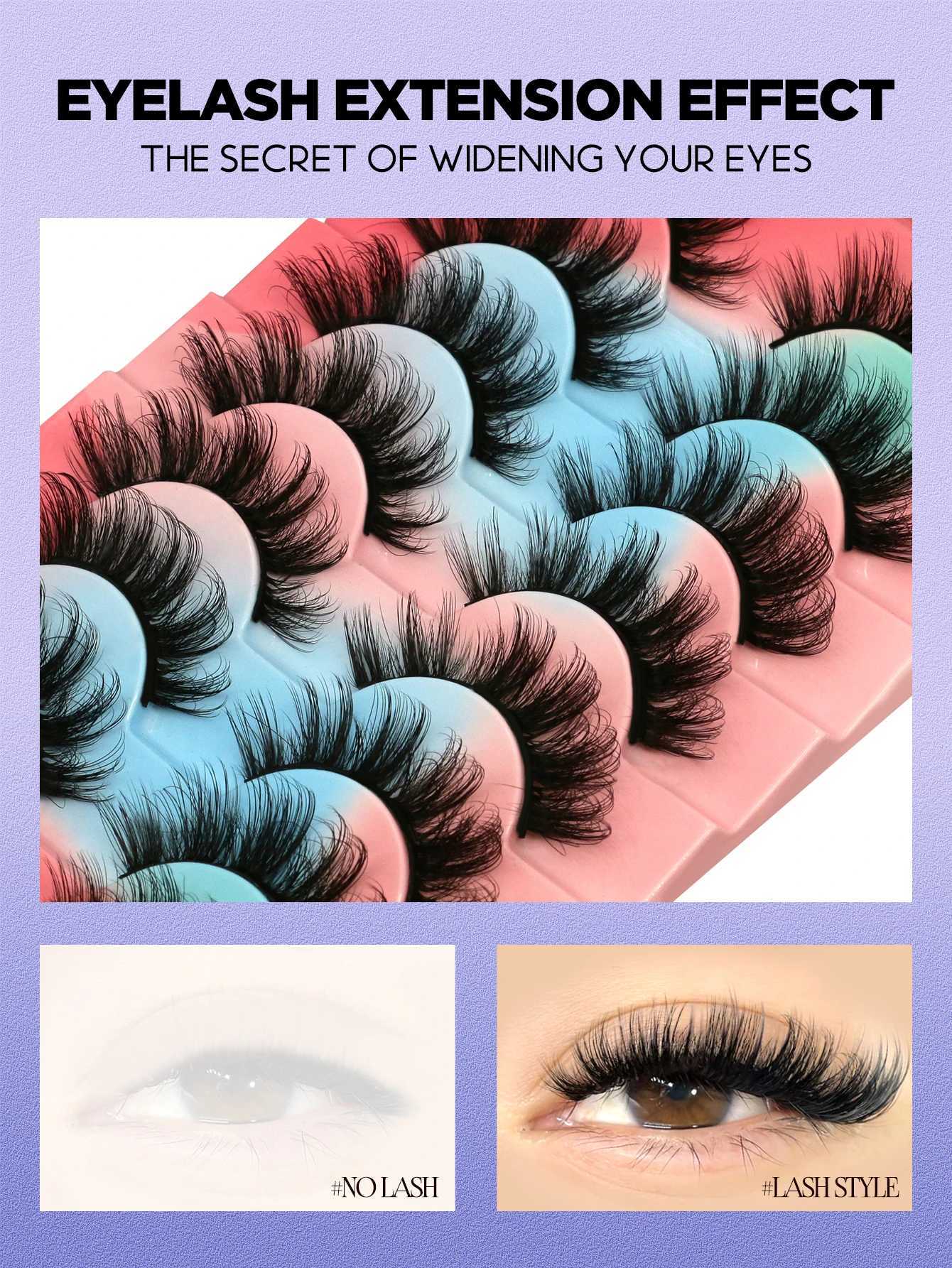 3D Mink Lashes Fluffy Reusable Lashes Mink False Eyelashes Soft Wispy Natural Cross Eyelash Extensions Makeup Z250730