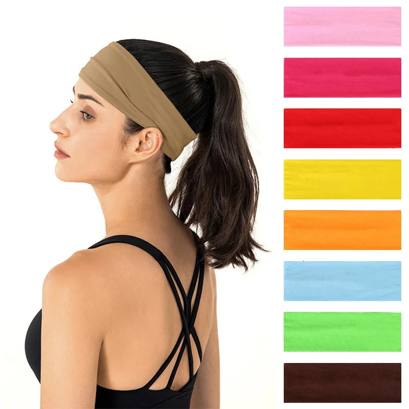 1PC Women Men Solid Running Absorb Sweat Headband Fitness Run Yoga Bandanas Daily Make Up Head Cover Hairbands Hair Accessories 250716