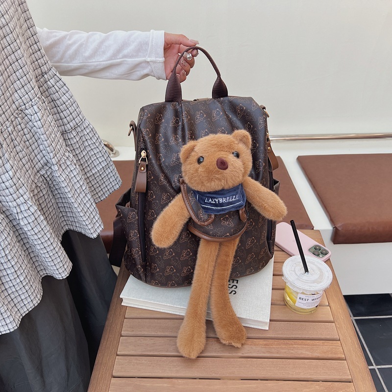 2025 Designer's New Large Capacity Backpack Fashionable Multi functional Cute Little Bear Commuter Bag