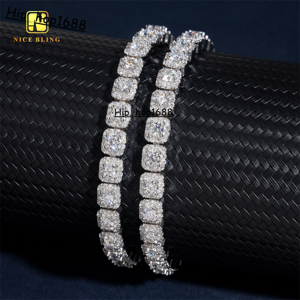 Pass Diamond Tester Hip Hop Unisex Jewelry Custom Iced Out Diamond Cuban Link Chain 925 Silver VVS Moissanite Bangle Bracelet