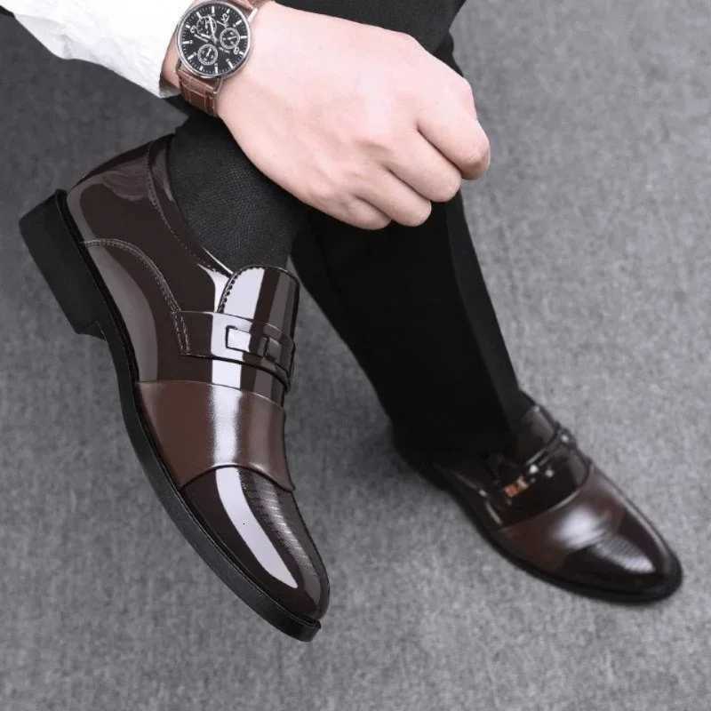 Leather Shoes for Men Wedding Formal Oxfords Business Casual Off Work Shoes for Men Classic Luxury Pointy Mens Dress Shoes Y250730