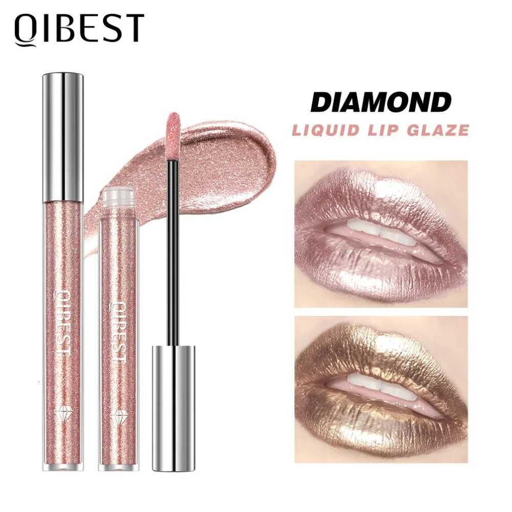 100% Authentic Product QIBEST Diamond Lip Gloss Liquid Lipstick Eyeshadow Dual-purpose Moisturizing Mirror Pearlescent Lip Glaze Non Stick Cup Makeup 