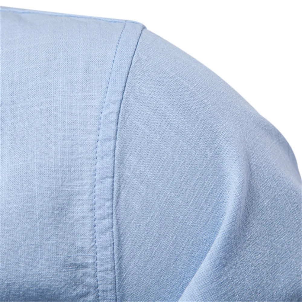 100% Cotton Social Shirt for Men Solid Color Long Sleeve High Quality Spring Stand Casual Mens Shirts 250729