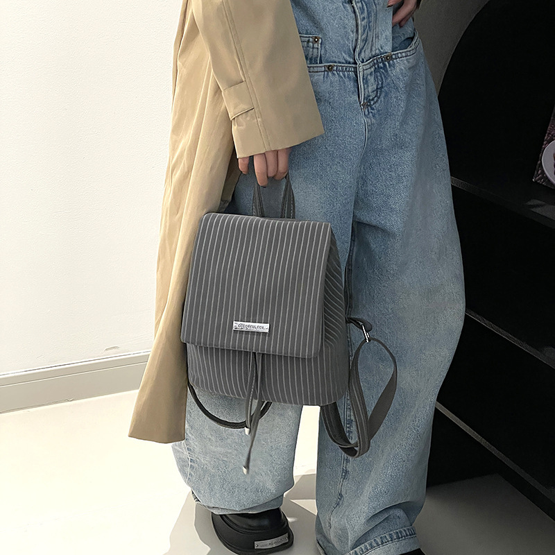 Colorful Fox Korean Niche British Style Versatile High-end Striped Mini Drawstring Backpack ddmymoon