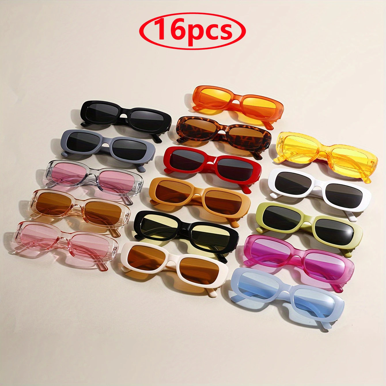 16pcs Fashion Small Square Frame Sunglasse Summer Vintage Punk Rectangle Wholesale Jelly Colors Sun Glasses Shades UV400 250729