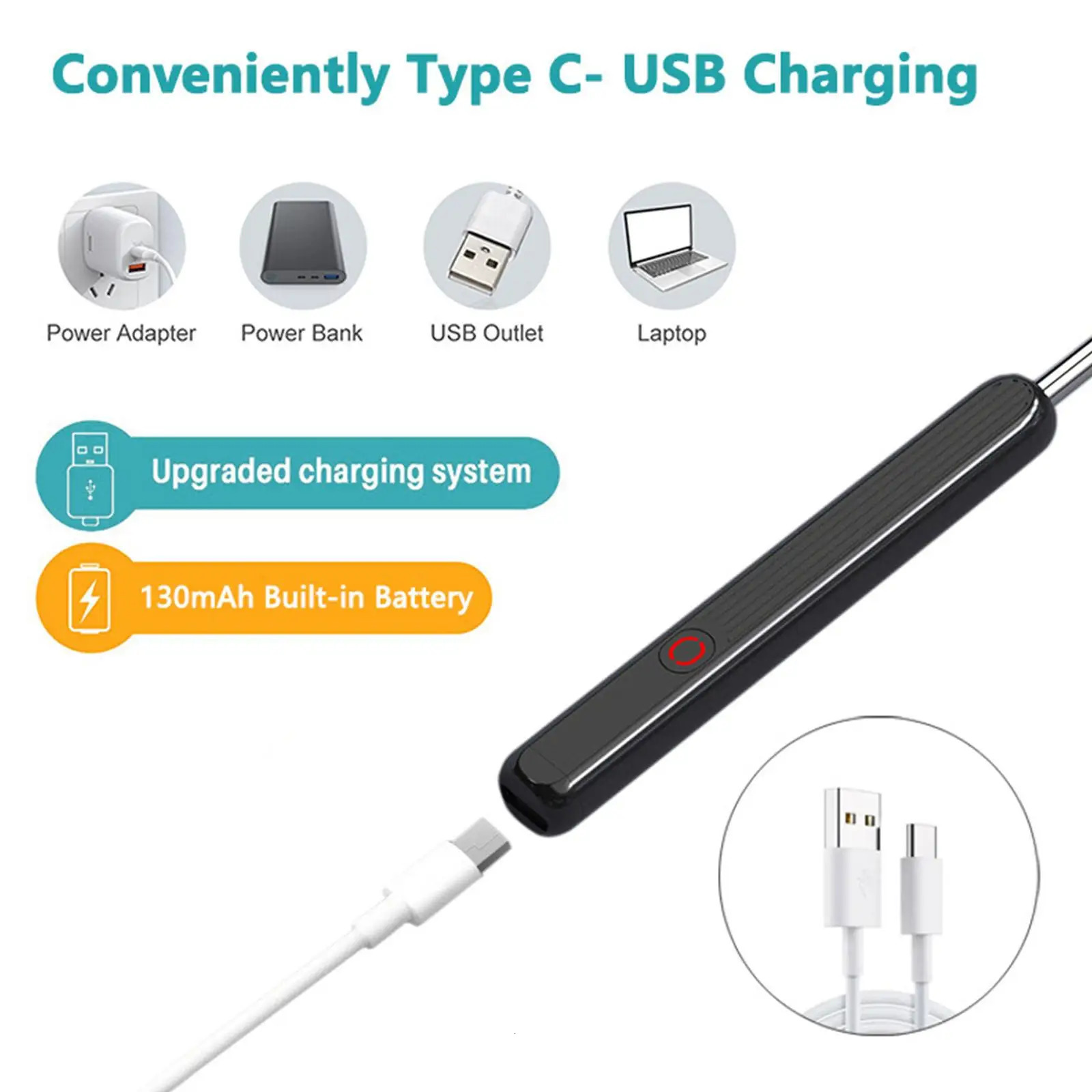 Intelligent Visual Ear Digger Ear Cleaner Ear Picking Stick with Light Waterproof and Washable USB Charging Convenient 250726