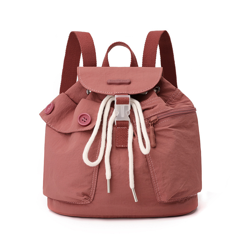 Colorful Fox New Korean Style Ins Women's Niche Design Lightweight Pocket Button Drawstring Backpack ddmymoon