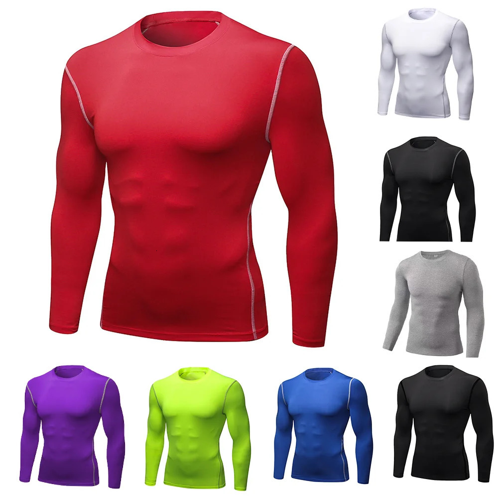 Men Compression Running TShirt Training Jogging Shirts Gym Sportswear Fitness Tight Long Sleeve Sport Tshirt Quick Dry Clothing 250729