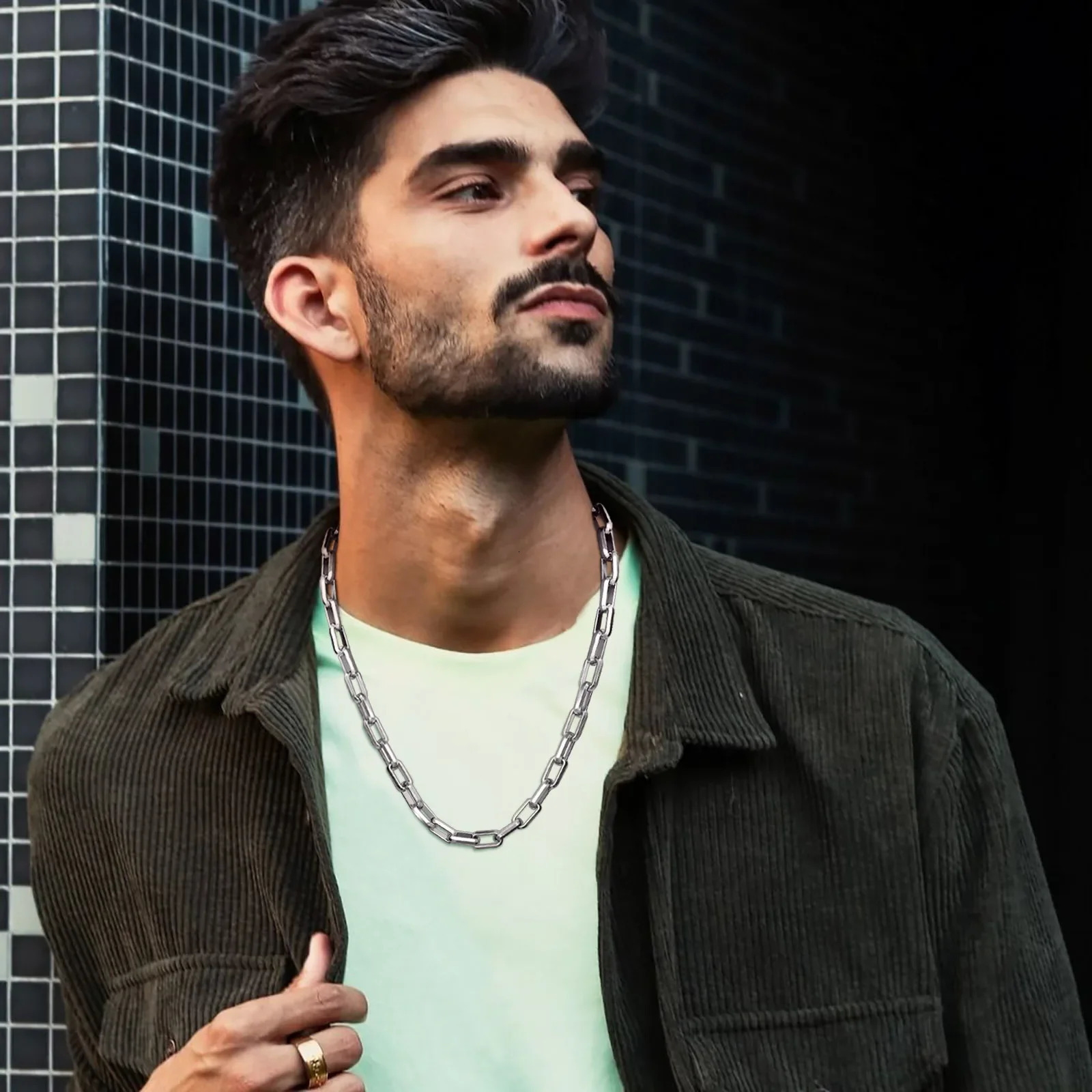 Chunky Rectangle Chain Necklaces for Men Boys50/55/60 cm Stainless Steel Square Chain CollarCool Punk Jewelry Gifts 250729