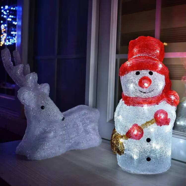 Cute New Arrivals 3d Small Acrylic Christmas Festivals Home Decoration Snowman Kids Gift Sculpture Set Night Light