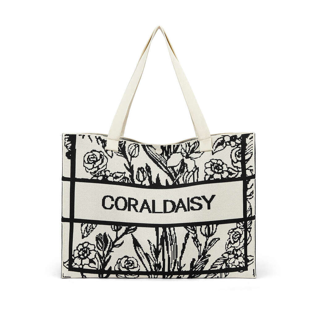 Large Capacity Printed Tote Canvas Fashion Versatile Handbag Elegant Commuter Shoulder Underarm Women's Bag