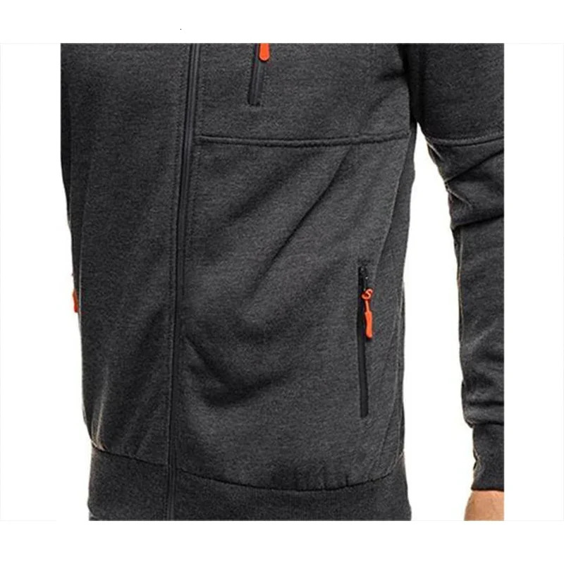 Solid Color Mens Hooded Jacket Casual LongSleeved Hoodie Zipper Gym Sports Spring Fall 250729