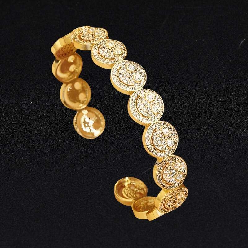 Hot-selling Multi-color Smiley Face Copper Micro-inlaid Zircon Creative Design Bracelet