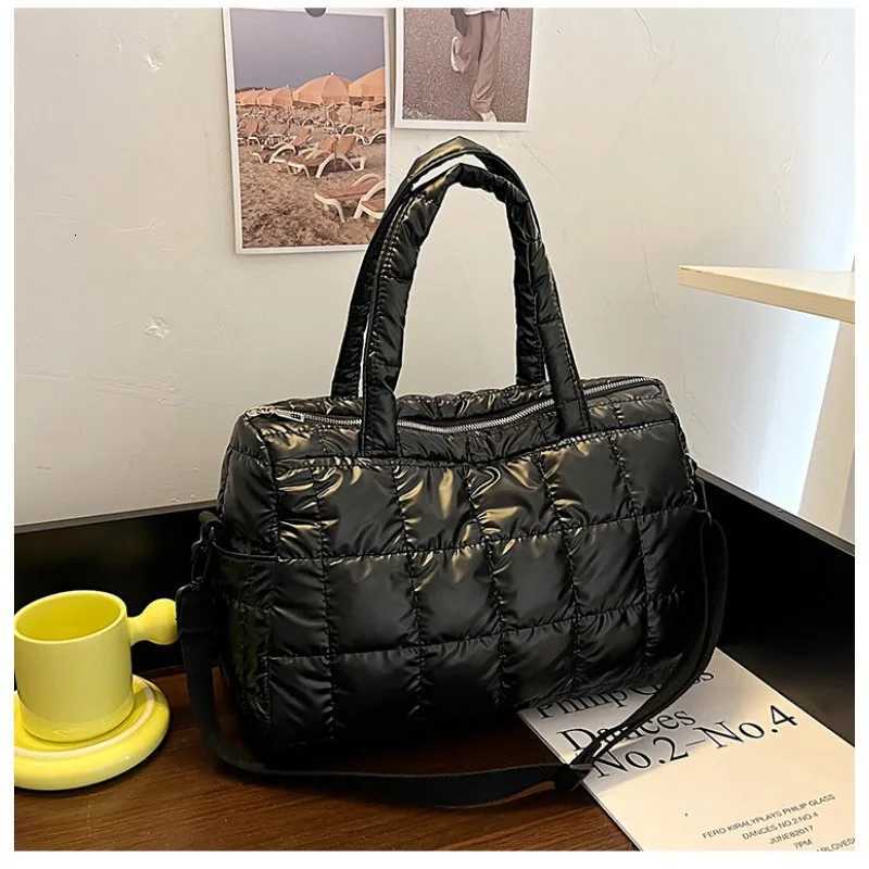 Luxury Space Padded Cotton Handbag Big Capacity Shoulder Bag Waterproof Nylon Bag Travel Down Crossbody Bag Purse Bolsa Y250730