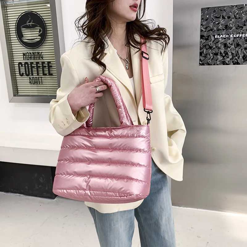 2023 Christmas Bags Winter Handbags Mobile Space Glossy Fem Down Bags Cotton-Padded Jacket Shoulder Handbag Cheap Items Y250730