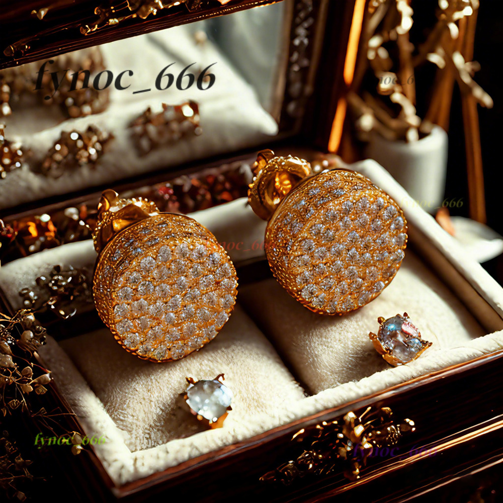 New Fine Jewelry HipHop Iced Out Moissanite Diamond Yellow Gold Color 925 Sterling Silver VVS Moissanite Stud Earring for Unisex