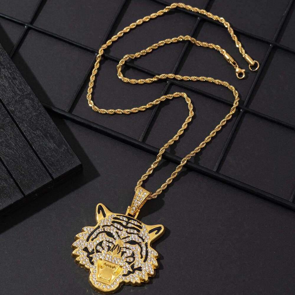 Pendant Tiger Head Inlaid Dia Personality Creative Hip-Hop Jewelry Accessory High Quality