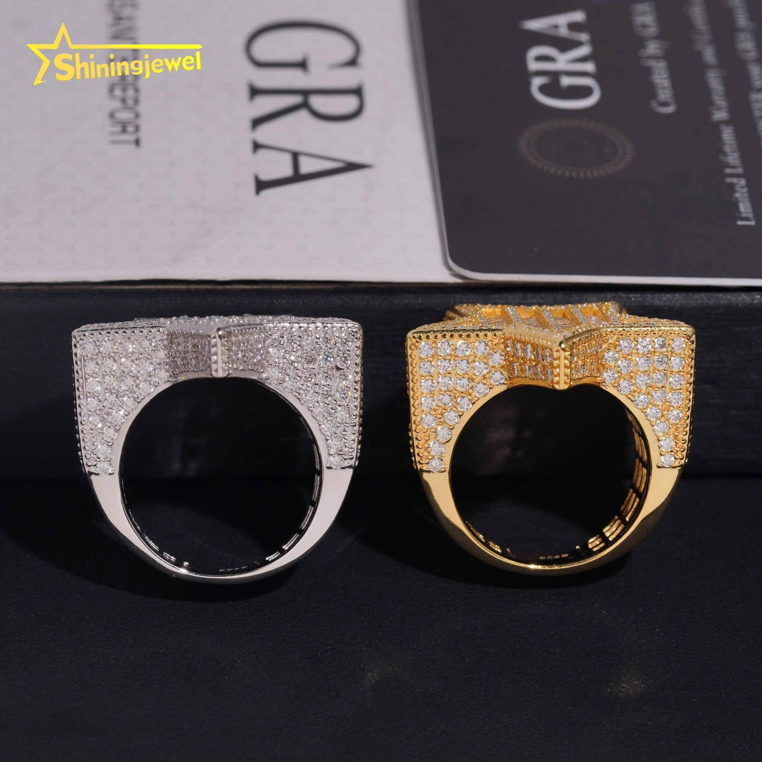 Pass Diamond Tester 925 Sterling Silver VVS Moissanite Hip Hop Iced Out Custom Ring