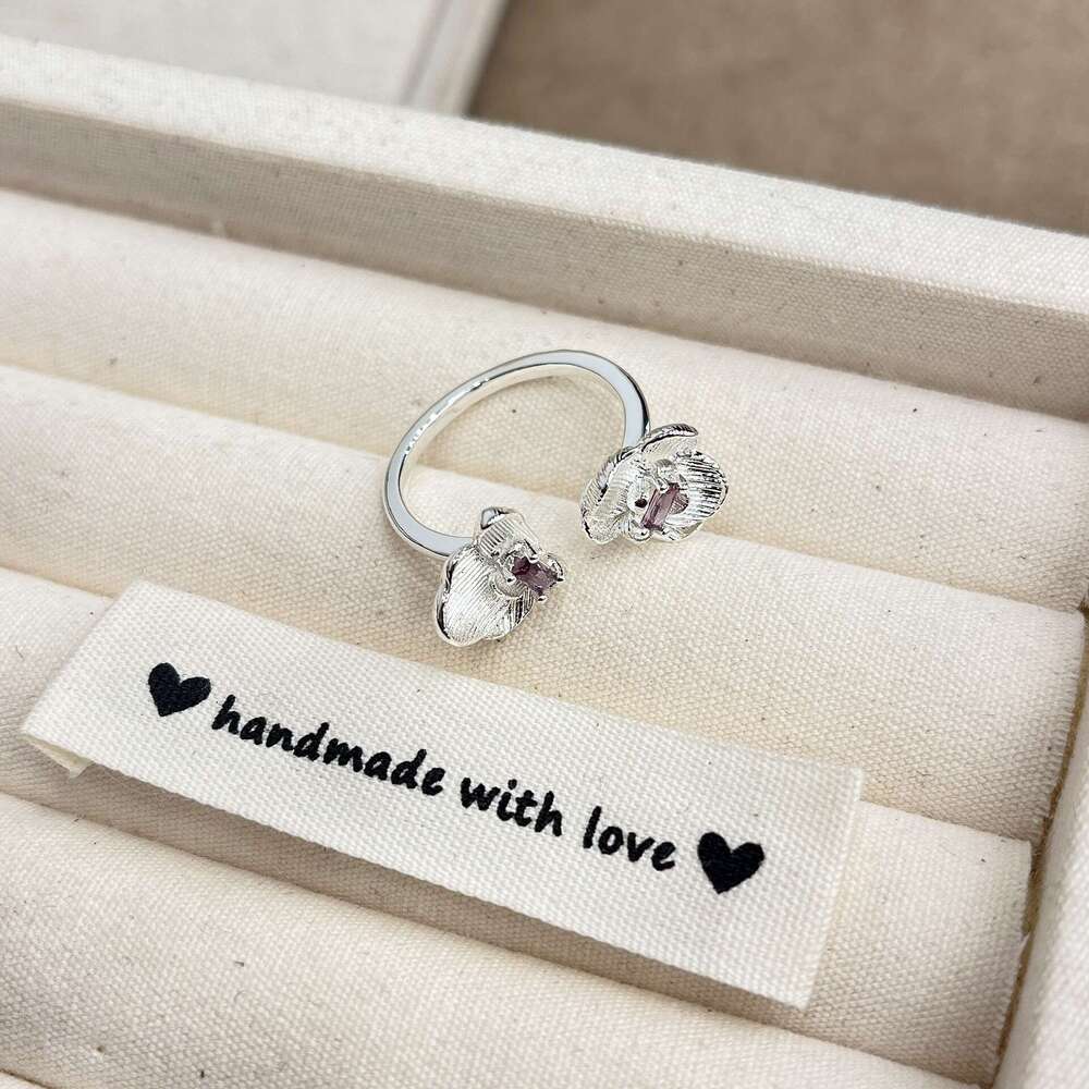 Purple Zircon Iris Double Three-Dimensional Cool Sense Light Luxury National Style Open 2025 Spring New Ring d4b