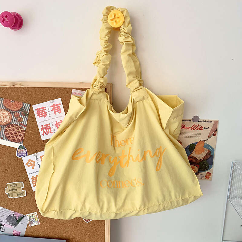 Crossbody Niche Design Canvas Large Capacity Tote Letter Commuter Student Cloth Drawstring Shoulder Bag