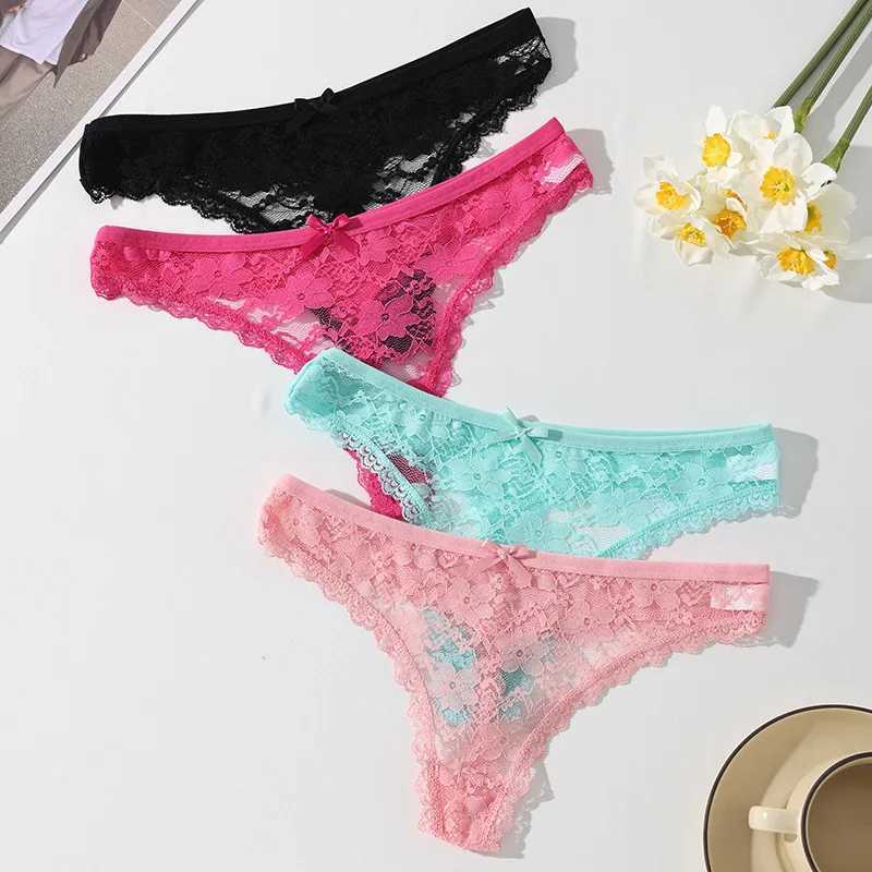 4PCS/Set Women Thongs Panties Sexy Underwear Lace Panties Low Waist Lingerie Female Floral Lace Briefs Breathable Ladies Pantys 250715
