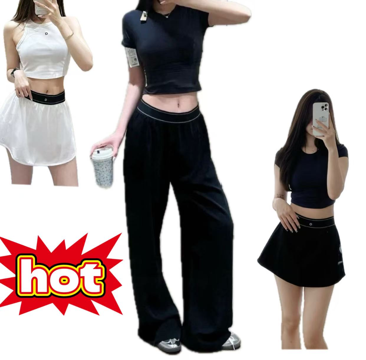 New 5a Sweatpants Yoga Pants Woman Sport Suit Full Length High-Waist Loose Casual Straight-Leg Trousers Studio-to-street Weekend City Jogger Wear with Pockets skirt