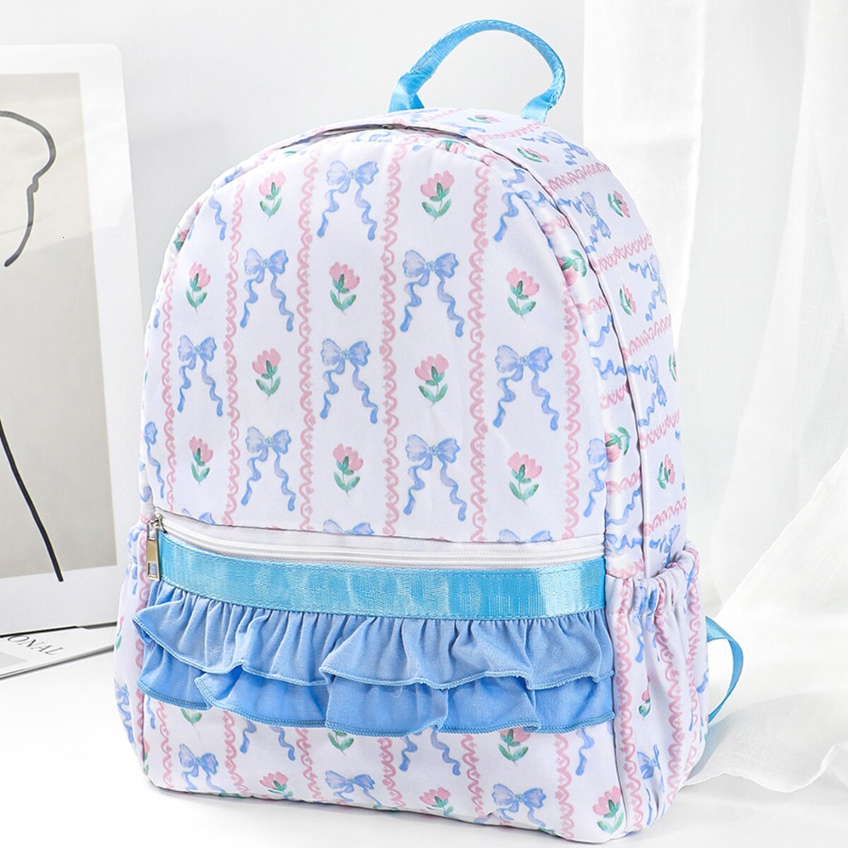 Summer new women's bag new women's backpack Chinese ethnic style printed large capacity folded student backpack designer bag