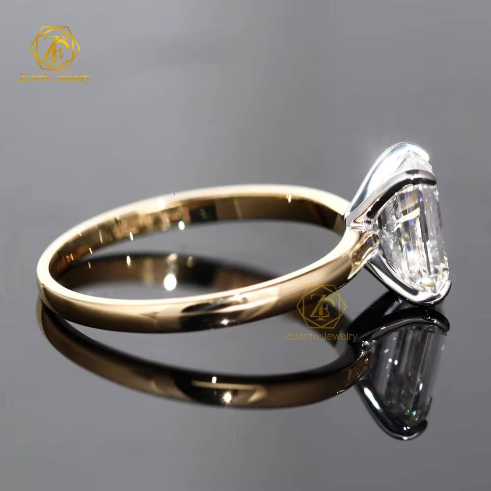 Custom Fine Jewelry DEF VVS Emerald Cut Lab Grown Diamond Ring Gold Jewelry Wedding Engagement Ring