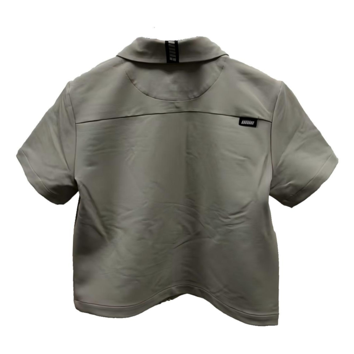 Khaki Workwear Zip-up T-shirt Men's Lapel Collar T-shirt Top Loose Fit T-shirt with Pockets