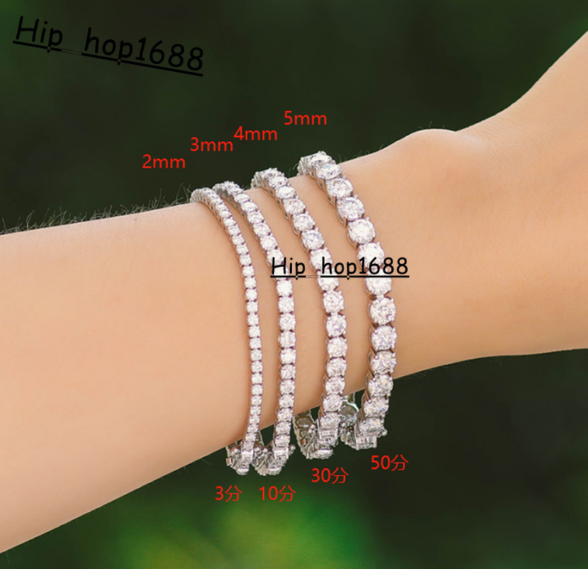 Spot Invisible Buckle Wholesale Silver Plated 18k Gold 2-5mm Moissan Necklace Bracelet Ins Four Claw Tennis Chain Bracelet