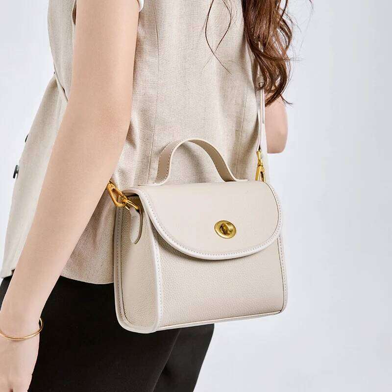 Luxury designer niche women's cow leather single shoulder fashion retro small square portable casual messenger bag