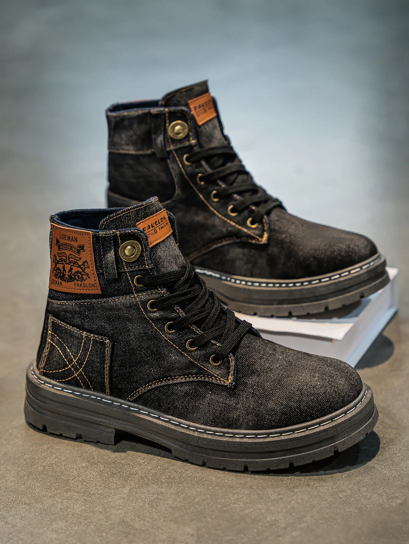 Mens high top denim boots casual sports shoes trendy and fashionable mens boots 250729
