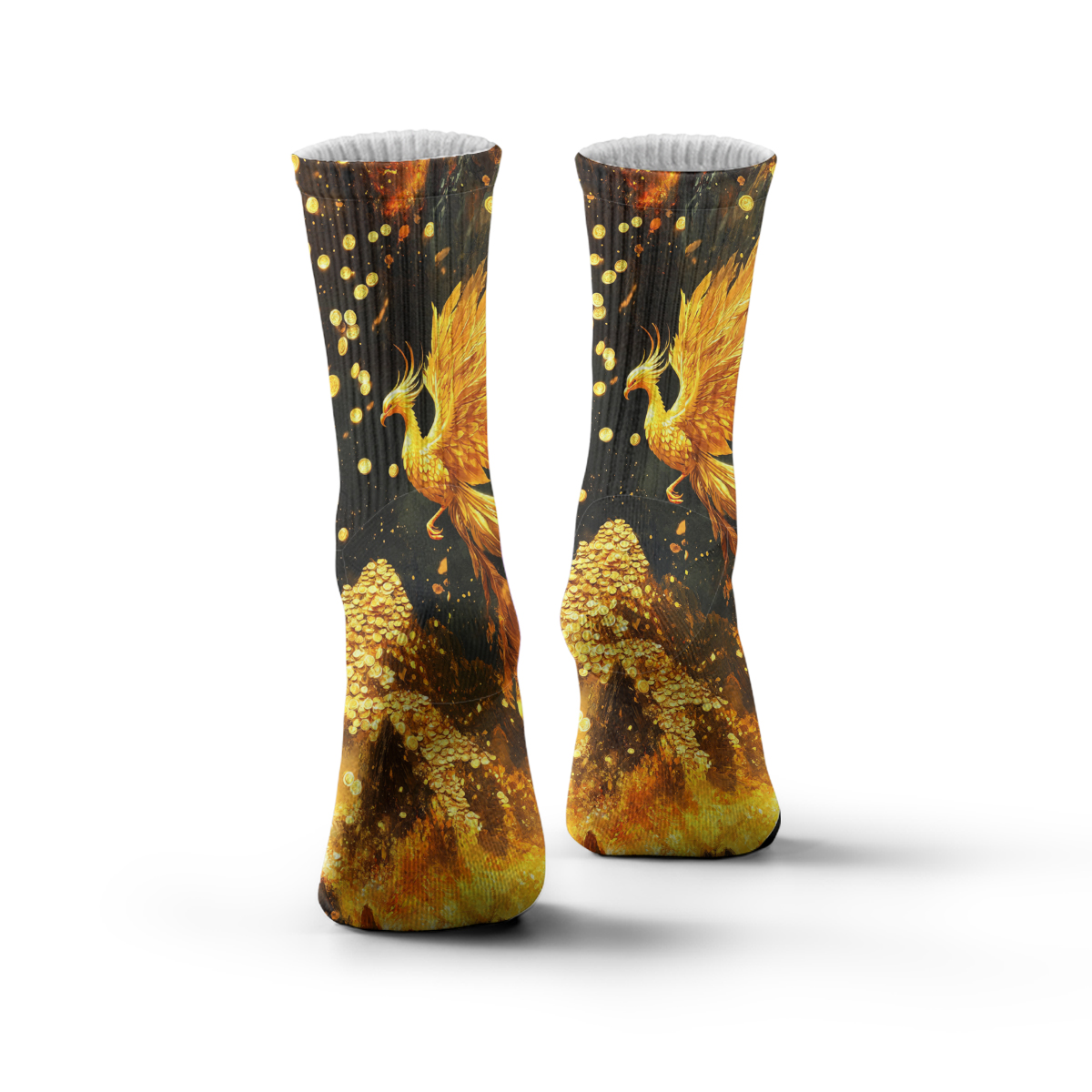 Golden Phoenix Flame Print Unisex Tube Socks C103