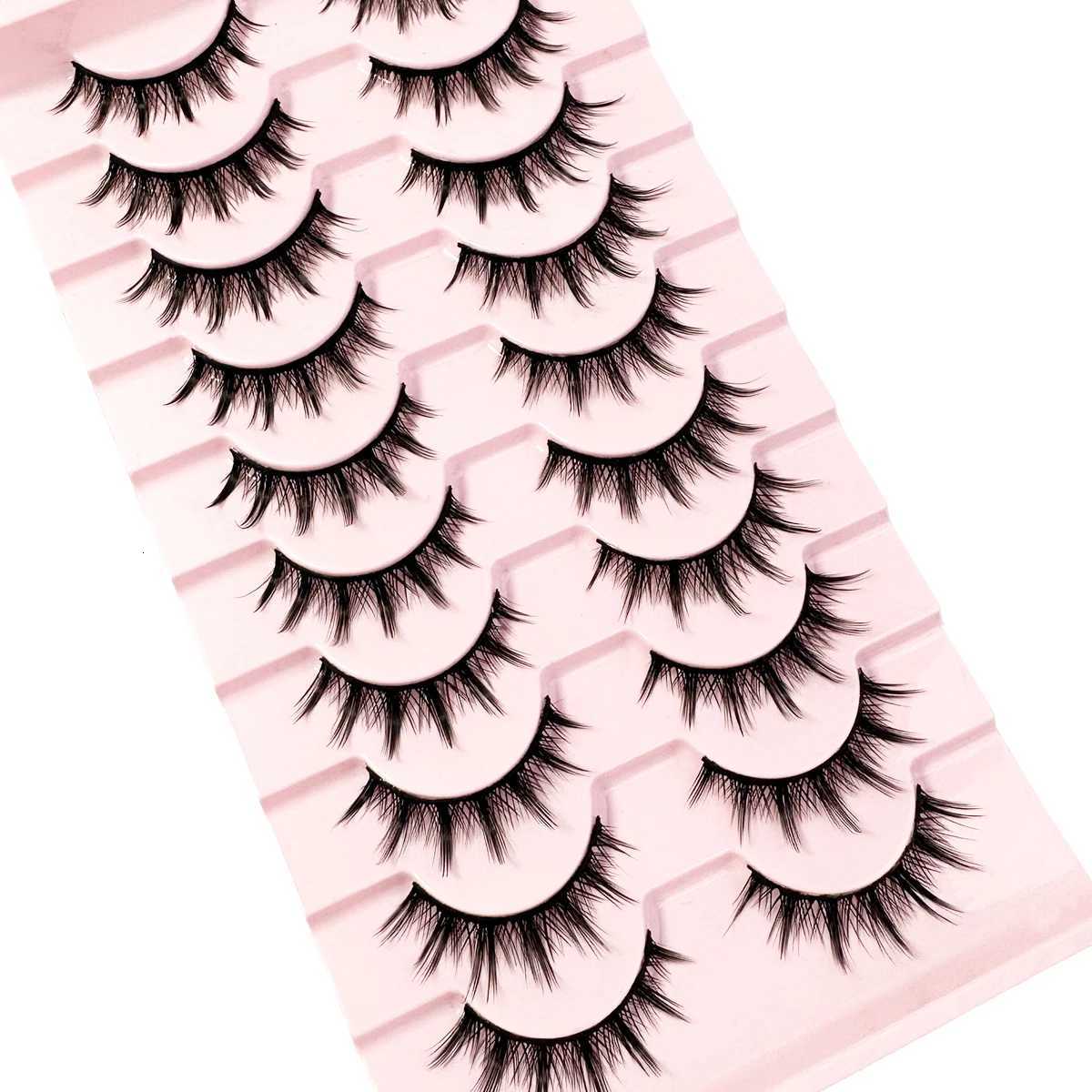 Natural Look False Eyelashes Anime Wispy Fluffy Spiky 3D Volume Eyelashes Pack Korean Japanese Asian Cosplay 10 Pairs Z250730
