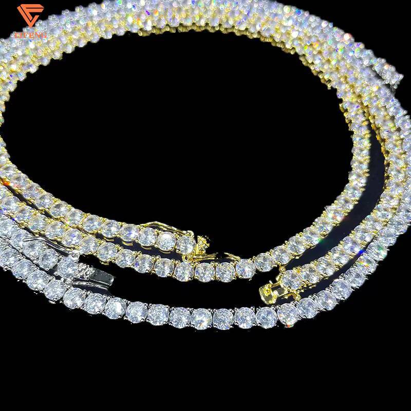 Hot Selling Wholesale Price Hip Hop Fashion Sparkle 3MM 4MM 5MM Stainless Steel 5A Moissanite Tennis Chain